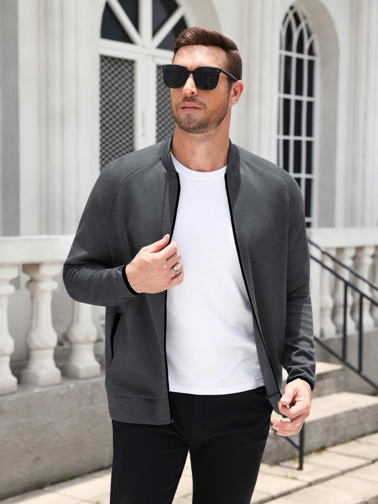 Full Zip Up Mock Neck Sport Sweatshirt (US Only)
