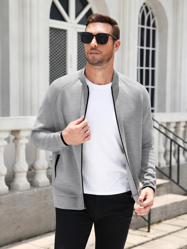 Full Zip Up Mock Neck Sport Sweatshirt (US Only)