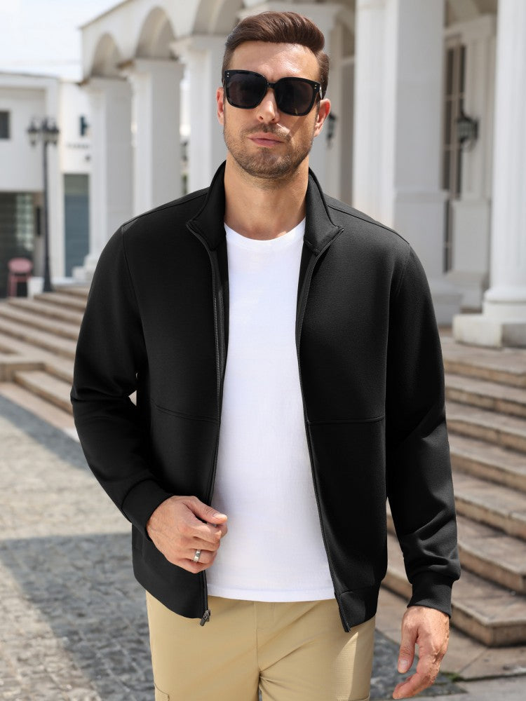 Lightweight Full Zip Stand Collar Knit Jacket (US Only)