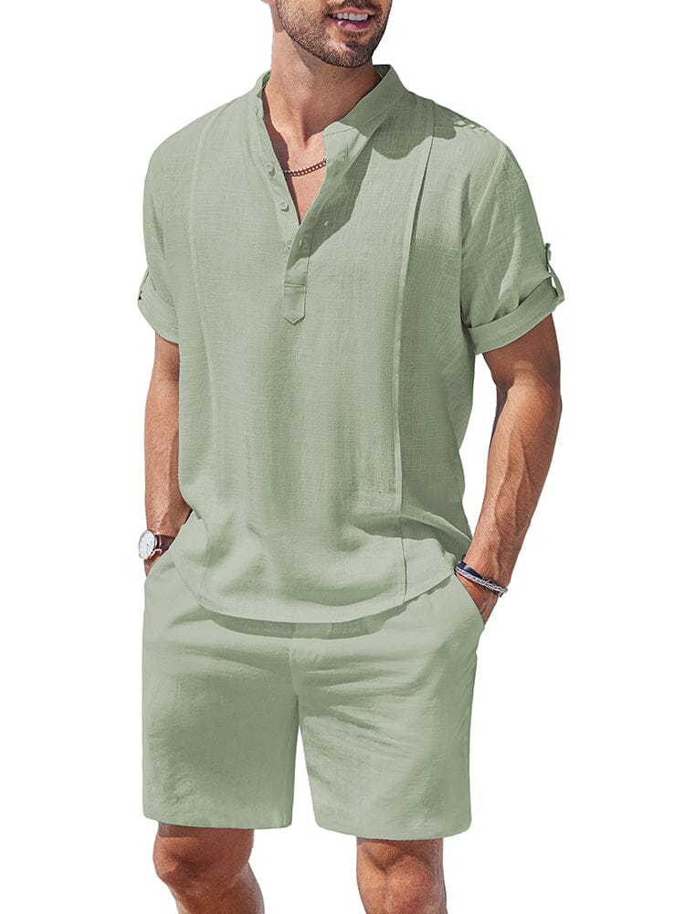 Casual Summer Shirt Shorts Set