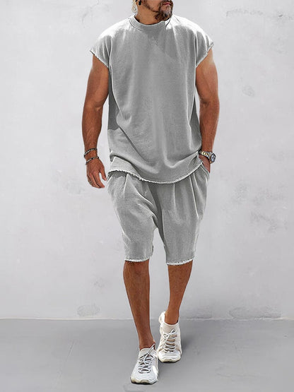 Casual Loose Fit Cotton Tracksuit Set