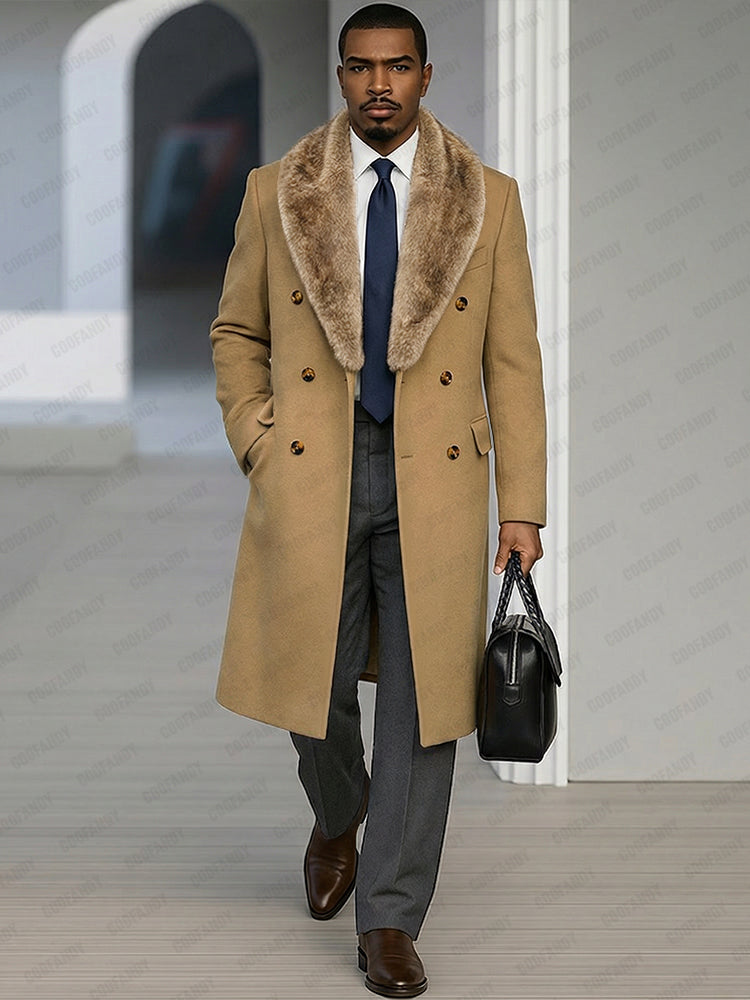 Warm Double-Breasted Tweed Coat