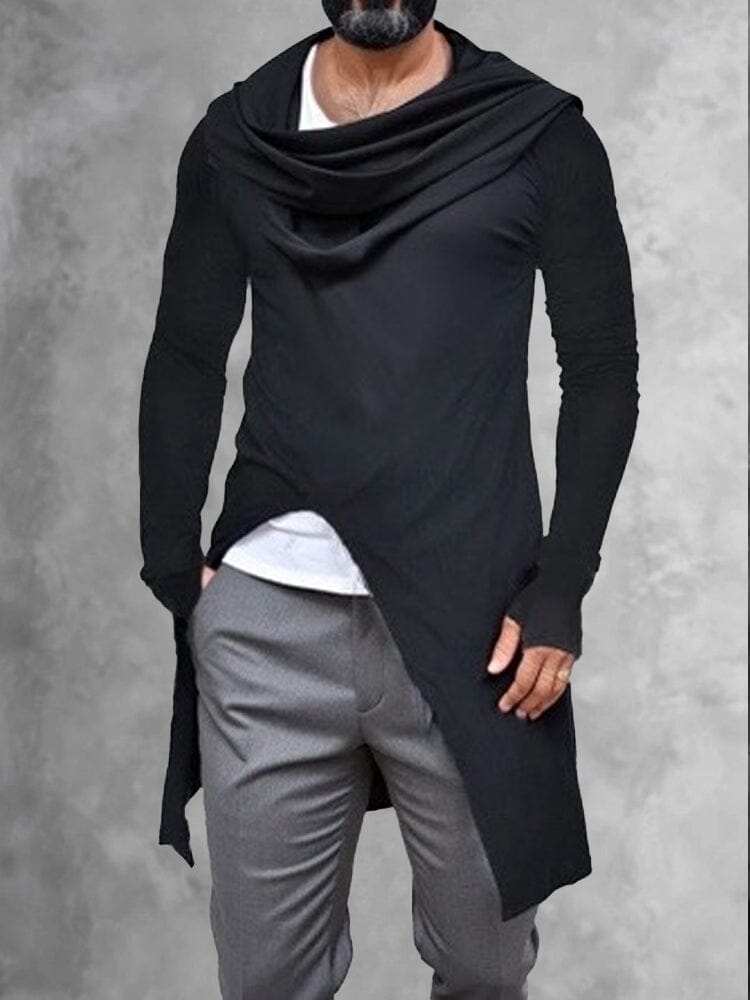 Stylish Asymmetrical Split Hooded Top