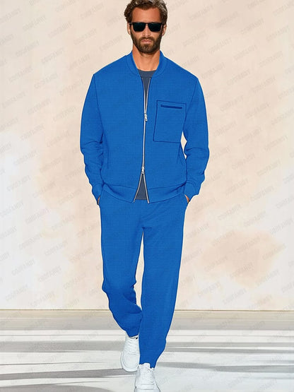 Urban Fashion Waffle Jacket Set