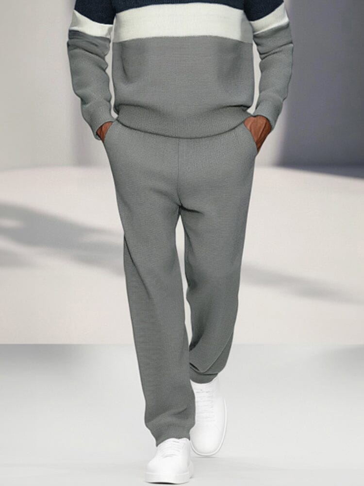 Casual Colorblock Sweatshirt Pants Set