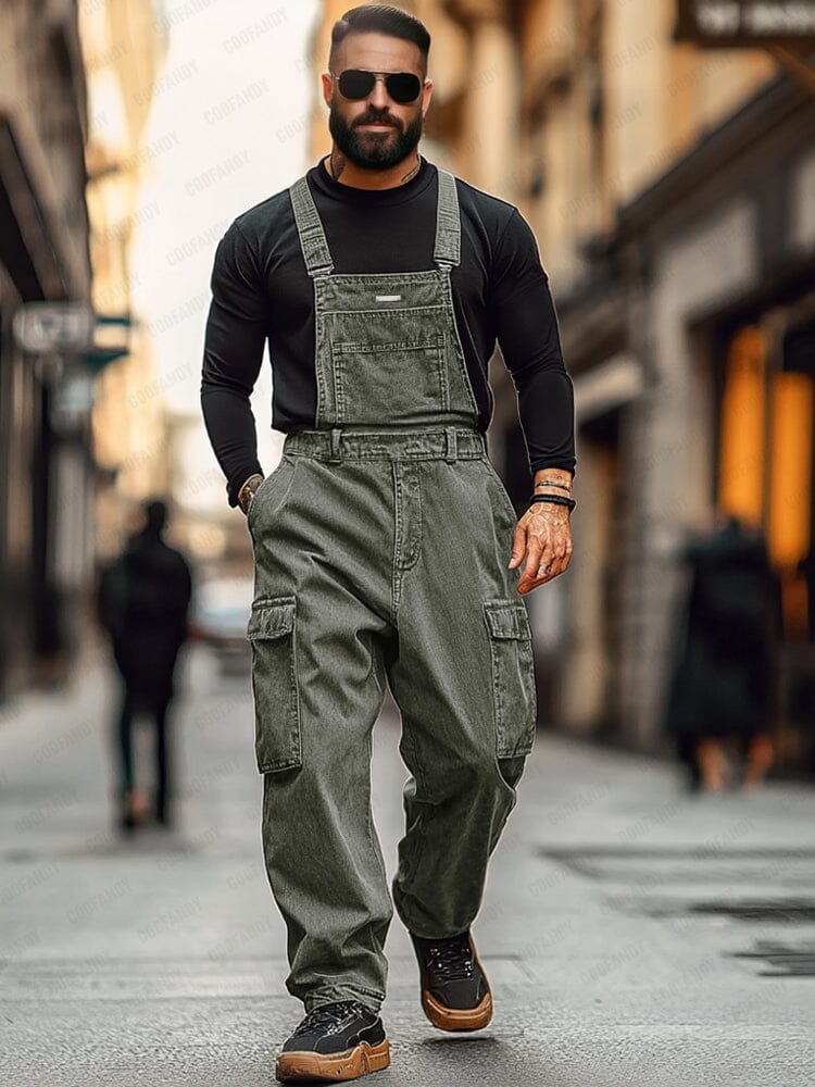 Utility Twill Cotton Cargo Overalls