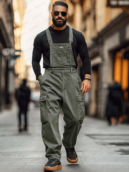 Utility Twill Cotton Cargo Overalls