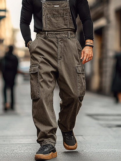 Utility Twill Cotton Cargo Overalls