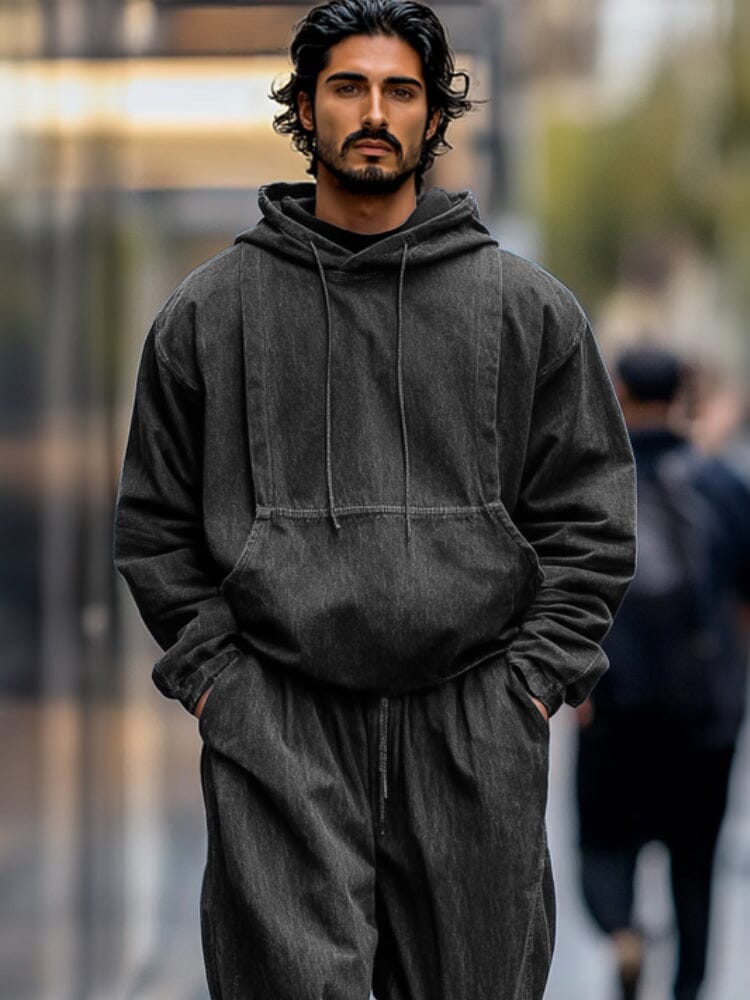 Leisure Denim Hoodie Pants Set