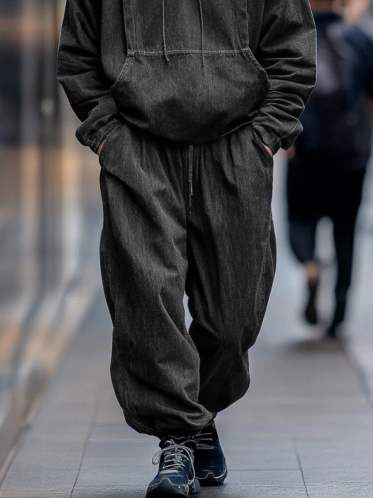 Leisure Denim Hoodie Pants Set