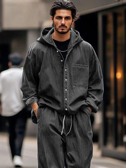 Trendy Streetwear Two-Piece Denim Outfit