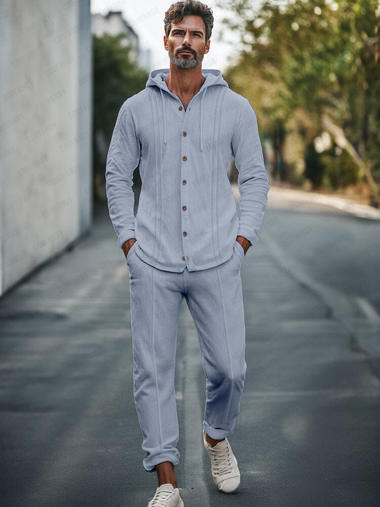 Leisure Hooded Shirt Pants Set