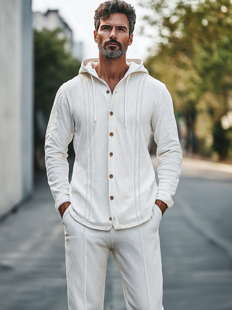 Leisure Hooded Shirt Pants Set