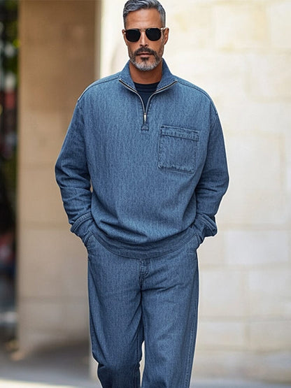 Athleisure 100% Cotton Denim Matching Set