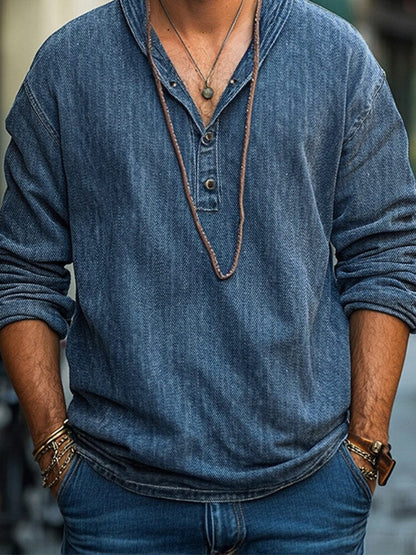 Vintage Casual Denim Pullover Top