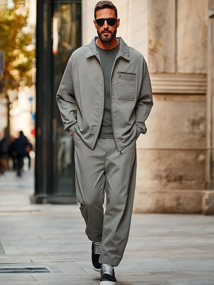 Workwear Inspired Jacket Pants Set