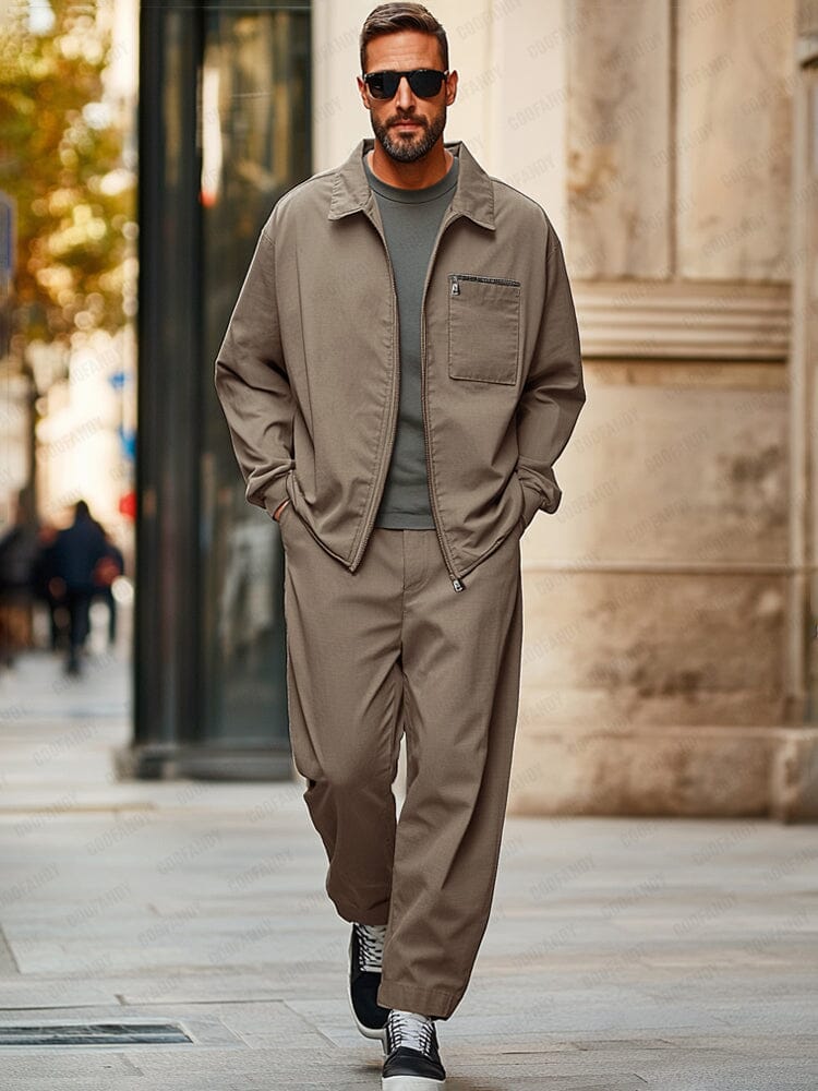 Workwear Inspired Jacket Pants Set