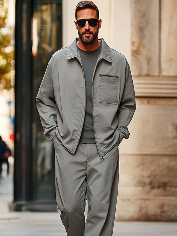 Workwear Inspired Jacket Pants Set