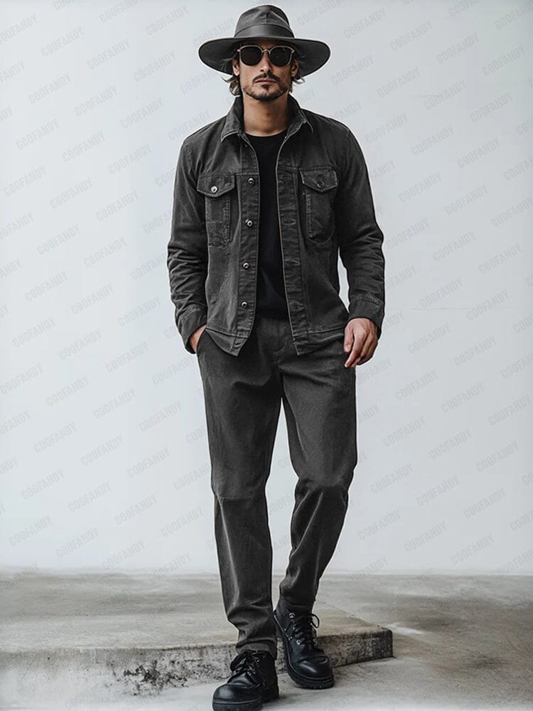 Classic 100% Cotton Cargo Jacket Set