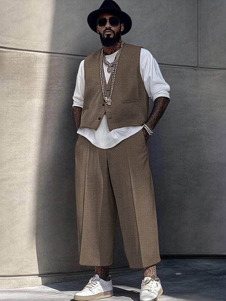 Refined Casual Suit Vest Pants Set