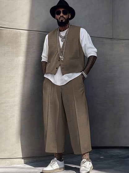 Refined Casual Suit Vest Pants Set