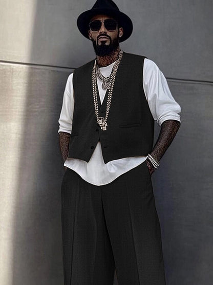 Refined Casual Suit Vest Pants Set