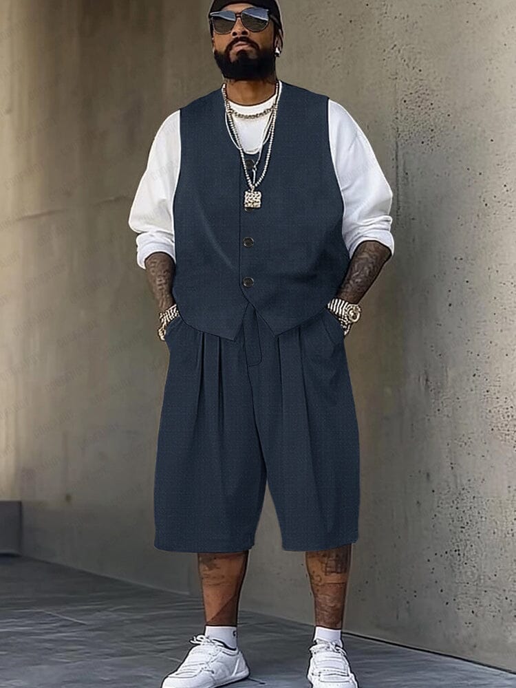 Casual Street Style Vest and Shorts Set