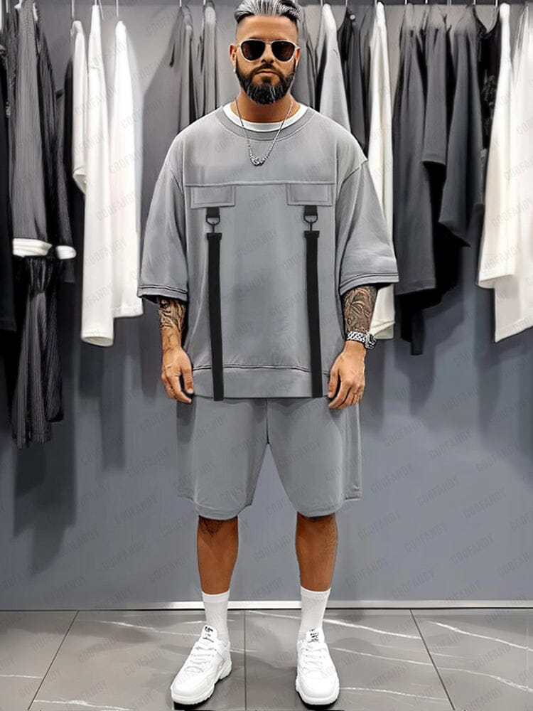 Urban Utility Strap T-Shirt Shorts Set