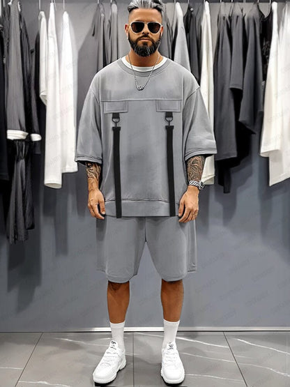 Urban Utility Strap T-Shirt Shorts Set
