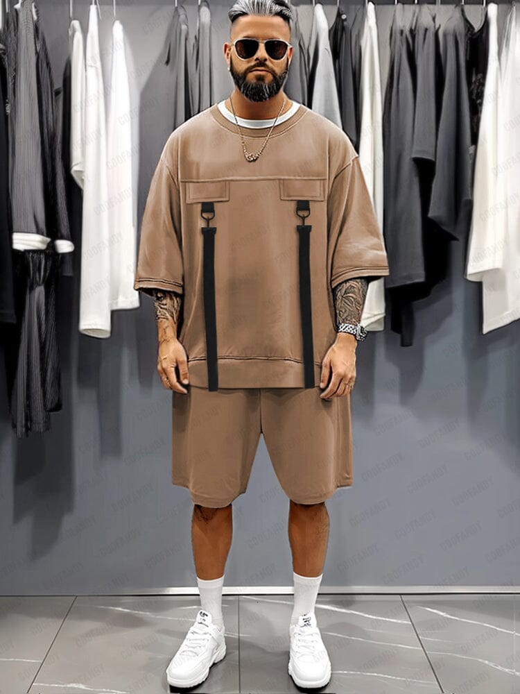 Urban Utility Strap T-Shirt Shorts Set