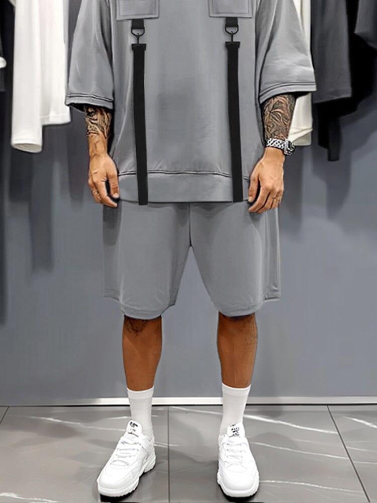 Urban Utility Strap T-Shirt Shorts Set