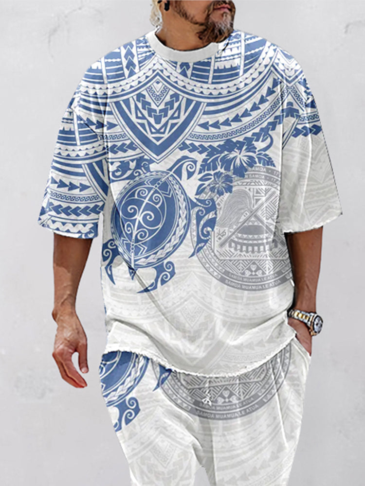 Casual Unique Printed T-Shirt Shorts Set