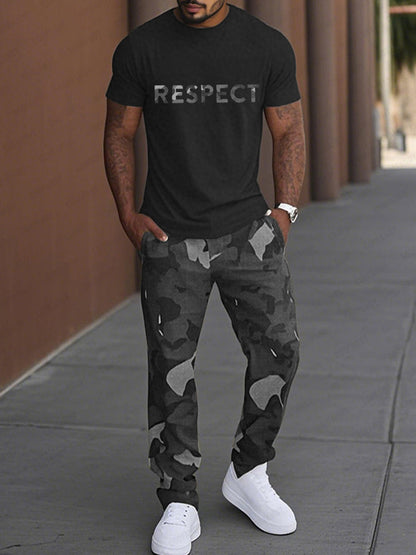 Casual Military Camo Print T-Shirt Set