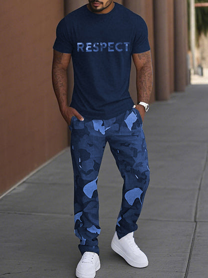 Casual Military Camo Print T-Shirt Set