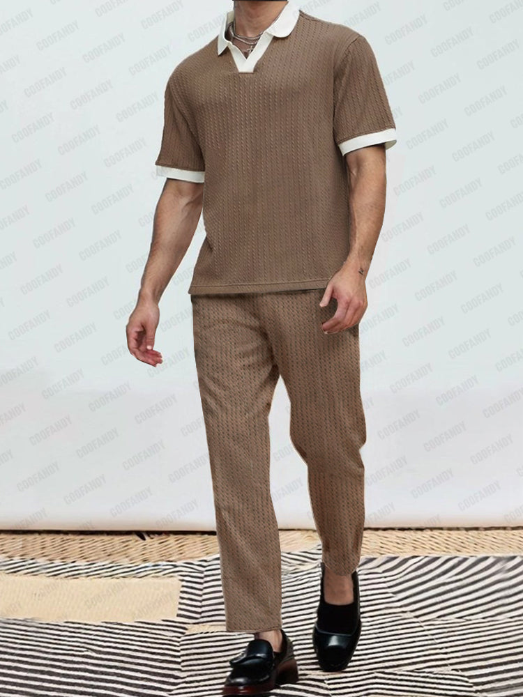 Urban Stylish Knit Jacquard Casual Set