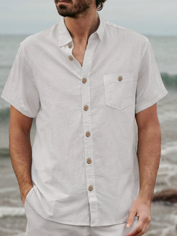 Casual Minimalist Cotton Shirt Set