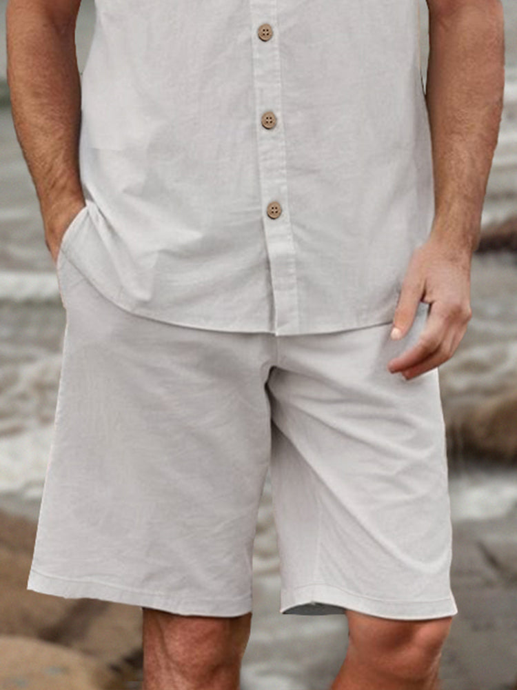 Casual Minimalist Cotton Shirt Set