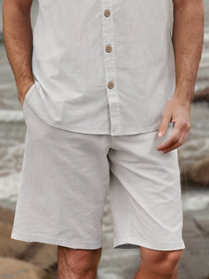 Casual Minimalist Cotton Shirt Set
