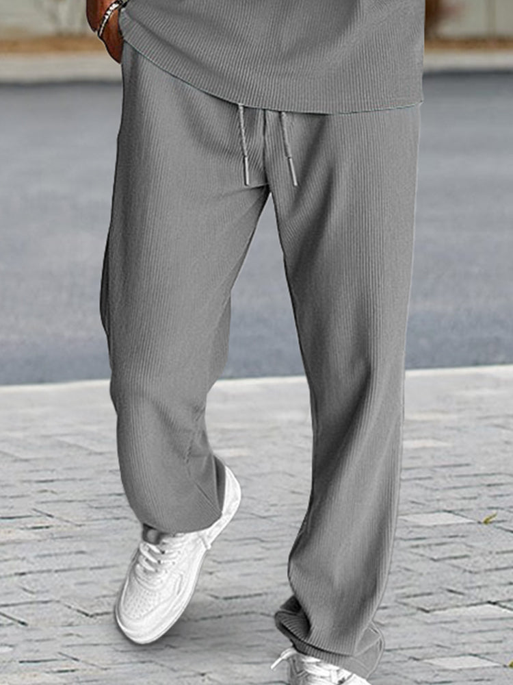 Casual Pit-Stripe Textured Matching Set