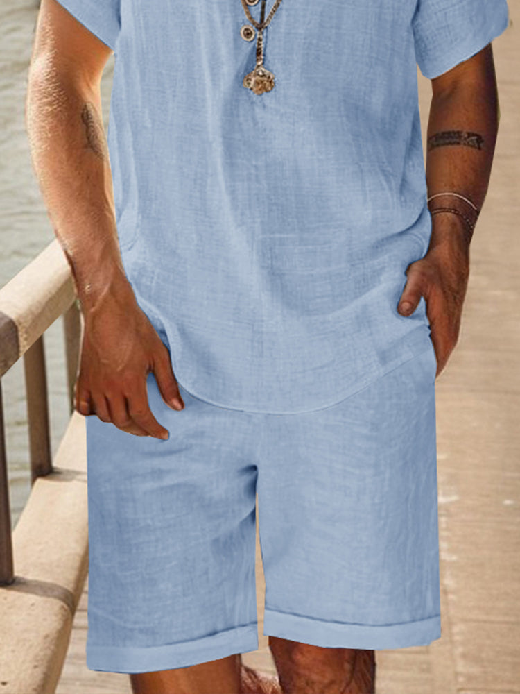 Loose Fit 100% Cotton Shirt Shorts Set