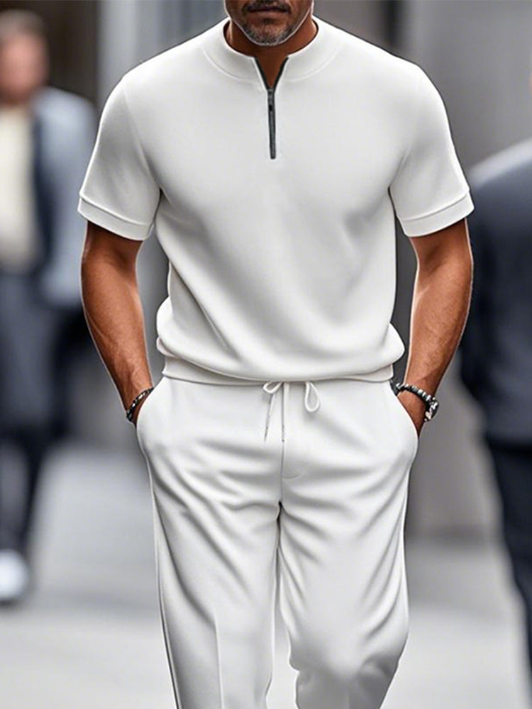 Simple Casual Solid 2-Piece Set