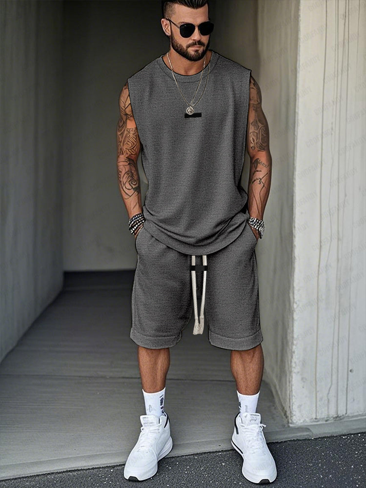 Simple Active Tank Top Shorts Set
