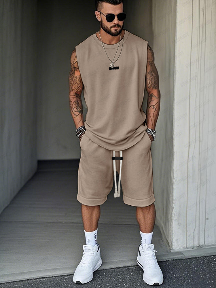 Simple Active Tank Top Shorts Set
