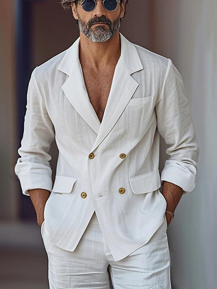 Leisure Elegant Cotton Blazer Shorts Set