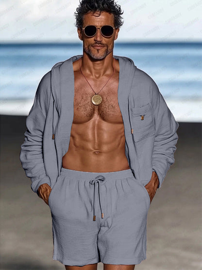 Resort Style Cotton Hooded Casual Set