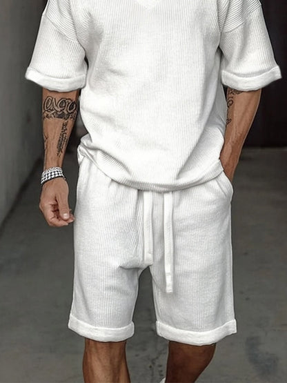 Soft Pit-stripe Textured Casual Set
