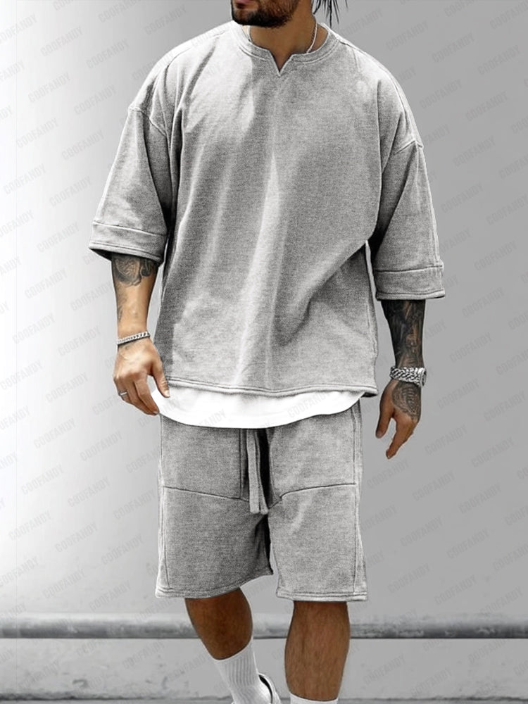 Relaxed Stylish Fake 2-Piece T-Shirt Set