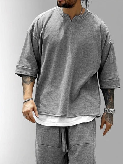 Relaxed Stylish Fake 2-Piece T-Shirt Set
