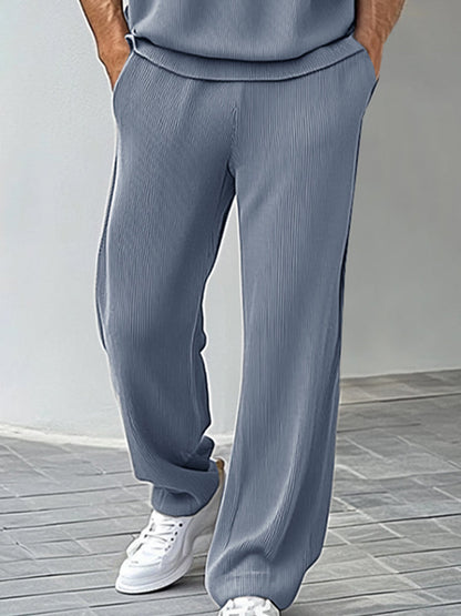 Casual Pit-stripe Tank Top Pants Set