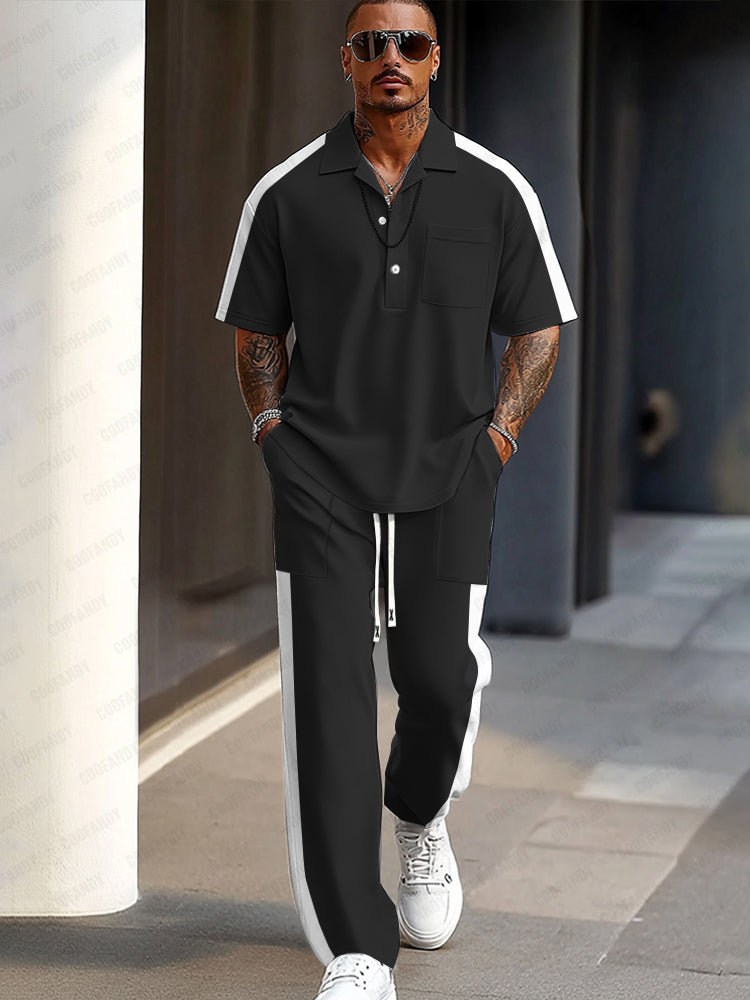 Casual Color-Blocking Sports Set